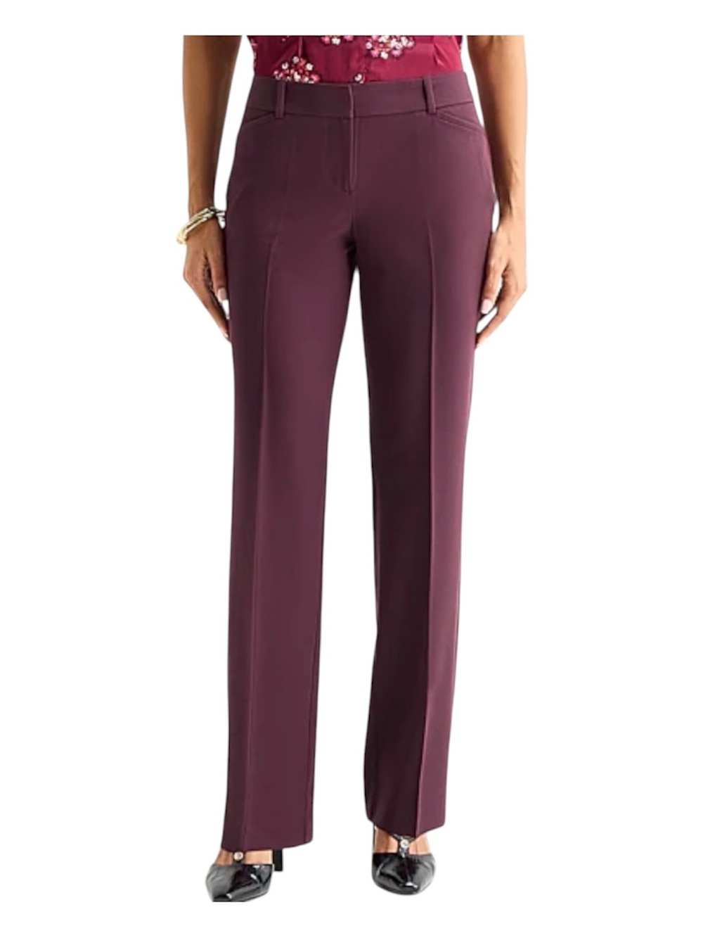 Liz Claiborne Audra Straight-Leg Dress Pants in burgundy 18P